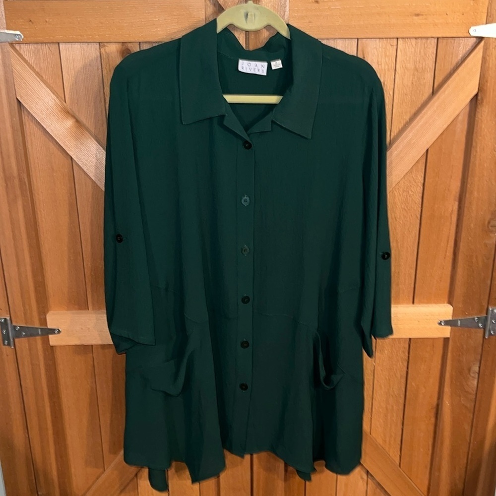 Joan Rivers Green Blouse 1X